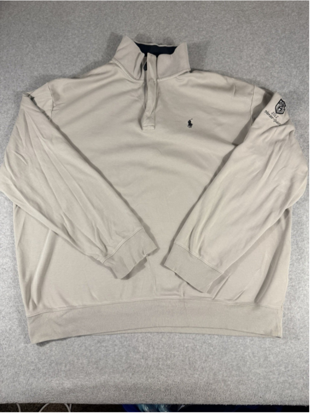 Polo Golf Ralph Lauren Mens XXL Quarter Zip Pullover Beige Member Guest Golf